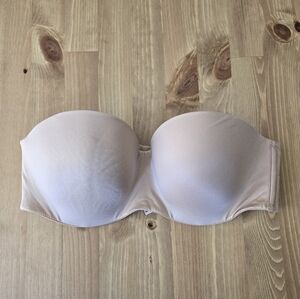 Victorias Secret Bra‎ Womens 34D Beige Nude Lined Strapless Lift Classic Padded